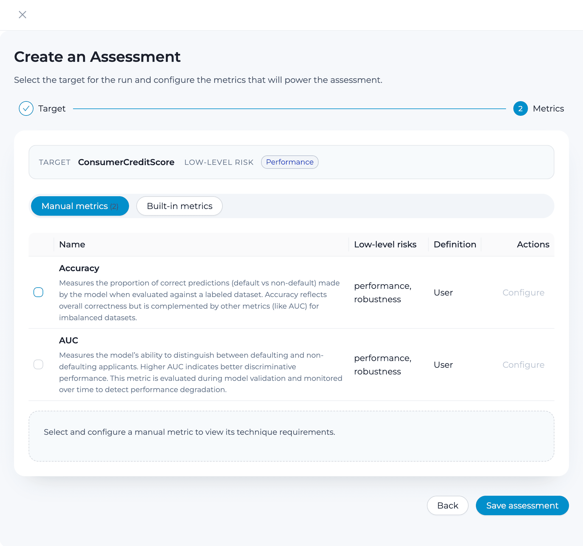 Configura la valutazione